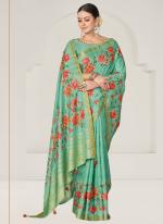 Rangkat Tussar Silk Sea Green Festival Wear Printed Saree